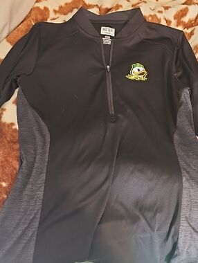 Box Seat Black Athletic Quarter-Zip Top with Oregon Duck Logo Size M